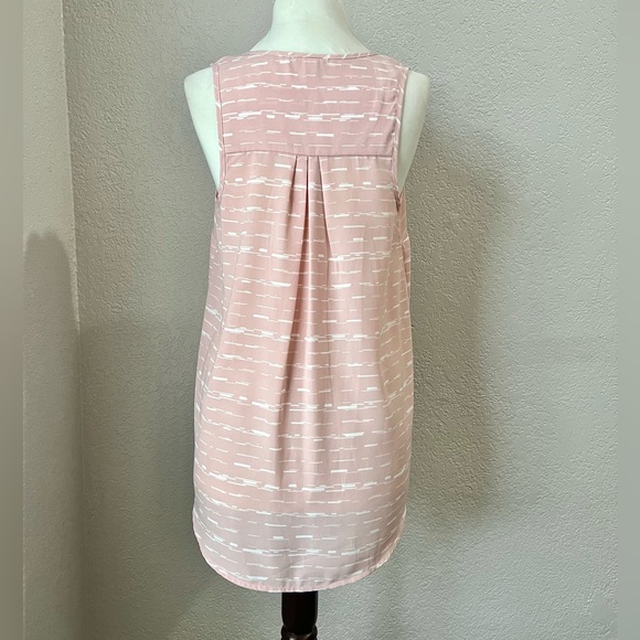 Halogen Blush Pink White Sleeveless High Low Tank Tops Blouse Casual Spring - Picture 4 of 7